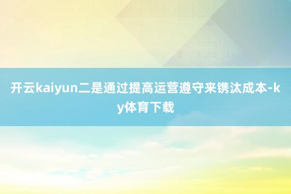 开云kaiyun二是通过提高运营遵守来镌汰成本-ky体育下载