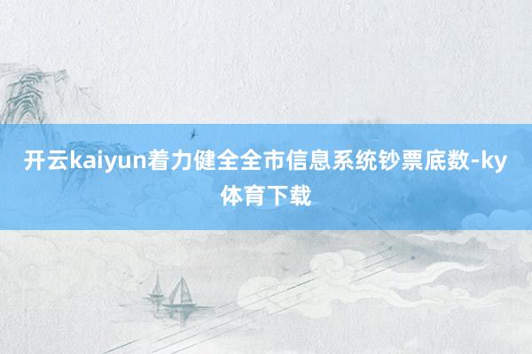 开云kaiyun着力健全全市信息系统钞票底数-ky体育下载