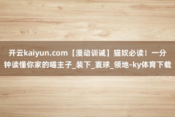 开云kaiyun.com【漫动训诫】猫奴必读！一分钟读懂你家的喵主子_装下_寰球_领地-ky体育下载